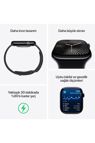 Apple Watch Series 10 GPS + Cellular 46 MM Titanyum Kasa Spor Kordon S/M Akıllı Saat (Apple Türkiye Garantili)
