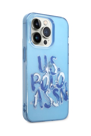 Apple Uyumlu iPhone 14 Pro Max Kılıf U.s. Polo Assn. Renkli Grafiti Baskılı Dizayn Kapak Mavi