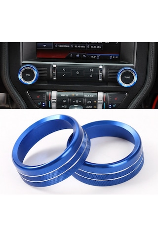 Dk Tuning Mustang 15-21 Ses Açma Düğmeleri Mavi Dekoratif Halkala