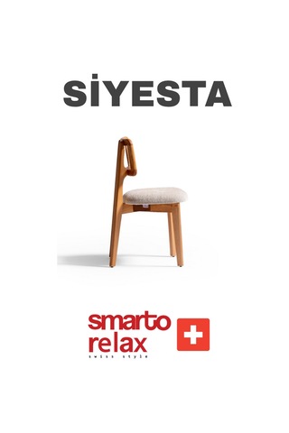 Smarto Relax Siyesta 2'li Yemek Masası Sandalye Seti - Ahşap Sırt Ve Ayaklı, Krem Kumaş Ekru & Kahverengi