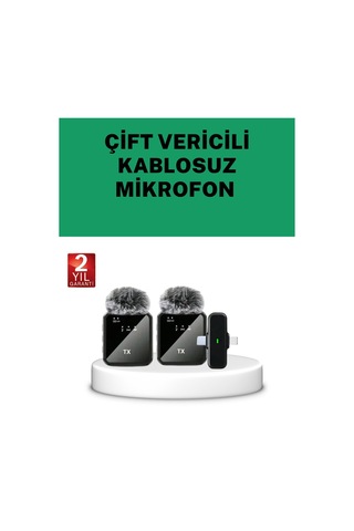 Northcity Çiftli Kablosuz Yaka Mikrofon Seti - Canlı Yayın Ve Podcast İçin 2in1 Çözüm