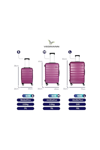 Vegmann Delphin Violet 3 Lü Valiz Seti Mor