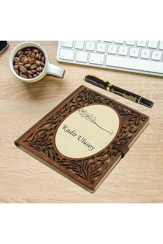 Kişiye Özel Besmele Tasarımlı Akordiyon Defter Ve Tükenmez Kalem