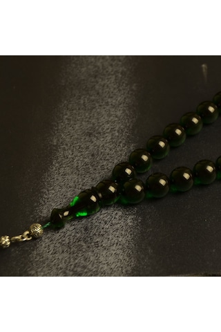 Küre Kesim 11x11 Mm Ateş Kehribar Alpaka Püsküllü Tesbih Yeşil 12328027
