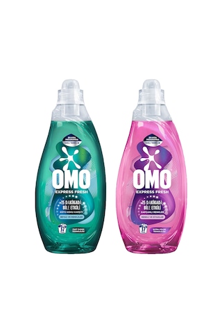 Omo Express Fresh Kötü Koku Karşıtı Beyaz ve Renkliler + Renkli ve Siyahlar için Deterjan 2 x 1480 ML