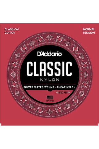 D'addario Ej27N Klasik Tel Set Naylon Normal Tension Silver