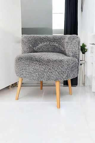 Tekli Puf ,makyaj Önü Pufu,çay Seti Tekli Koltuk, Sıtlı Berjer Salon, Balkon, Ofis ,sıtlı Puf, Gri