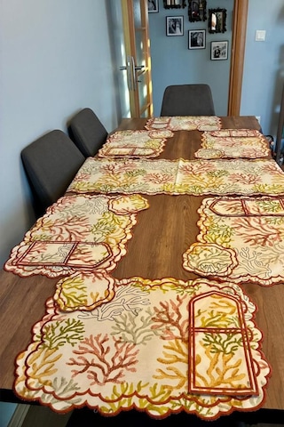 Dalım Keten Amerikan Servis Takımı 19 Parça Kırmızı Kırmızı