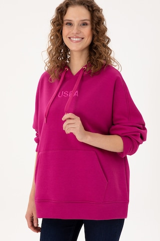 U.S. Polo Assn. Kadın Fuşya Kapüşonlu Sweatshirt 50292370-VR023