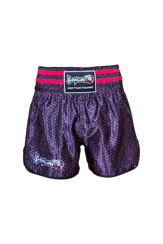 Dragondo Mt3442 Muay Thai Şortu Kick Boks Şort Neon Pembe Dijital Baskılı Şort Siyah