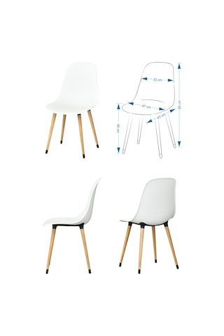 Vilinze Eames Sandalye-bank Argos Ahşap Mdf Sabit Mutfak Masası Takımı - 70x120 Cmtk-argos-70120-nn-dino-nb-eames-nb Beyaz