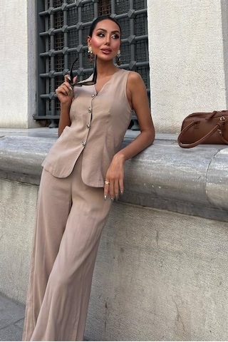 Arkası Bağcıklı Yelek Plazza Pantolon Modal Takım 10202-08 Vi Zon