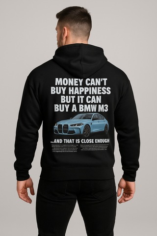 Hmo Store Unisex Siyah Hoodie Bmw Logolu Rahat Kesim Siyah