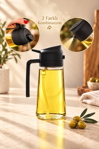Porsima Alk-3159 Çok Amaçlı Cam Sprey Şişe Yağlık Yağdanlık Siyah