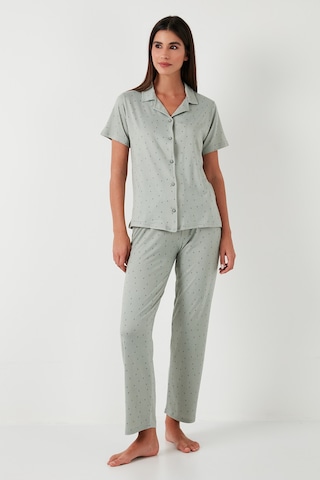 Lela Desenli Regular Fit Gömlek Yaka Bayan Pijama Takımı 65750101 Mint