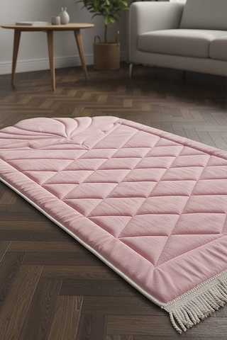 Pembe Kapitone Dolgulu Lüks Seccade 65x115 Cm