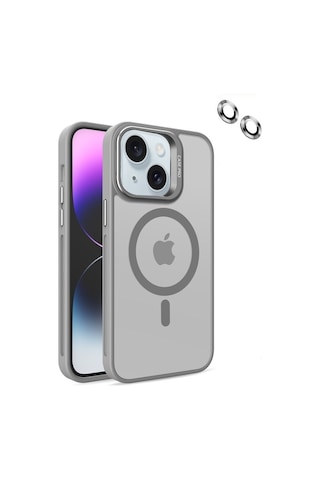 Apple Uyumlu iPhone 13 Kılıf Magsafe Standlı + Klon Kamera Lensli Kapak