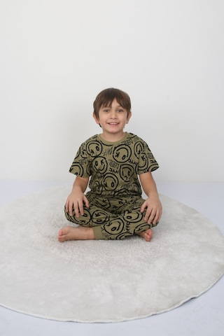 Bunny Hopp Erkek Çocuk Oyun Konsolu Desenli Kısa Kollu Yazlık Pijama Takımı %100 Pamuk Süprem Penye Yeşil