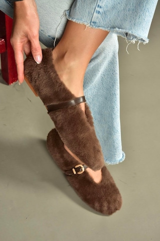 Fox Shoes V820105504 Kahverengi Peluş Günlük Düz Kadın Babet Kahverengi