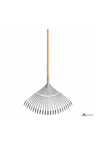 150 Cm Ahşap Saplı Ayarlanabilir Metal Yaprak Çim Tırmığı 22 Diş Bahçe Tırmığı