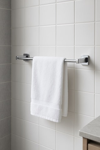 Sas Haus Yapışkanlı Krom 4 Lü Banyo & Mutfak Havluluk Seti Wc Kağıtlık, Rulo, Çember & Uzun Havlu Askısı Krom