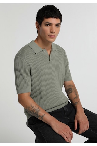 Colin's Colins Regular Fit Polo Yaka Jakarlı Erkek Yeşil Kısa Kol Kazak Cl1082368 Q1.v2 Sag Sage
