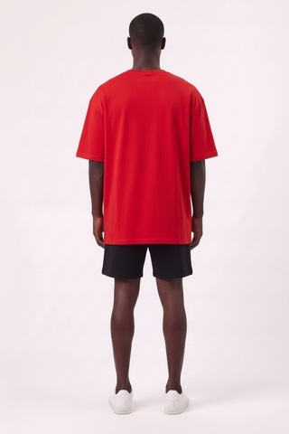 Usa Bulls 23 Kırmızı Oversize Erkek T-shirt 11088 Siyah