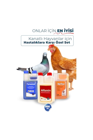 Kanatlı Hayvanlar İçin 3'lü Set Farmatom+neftor+alfamin 500 Ml