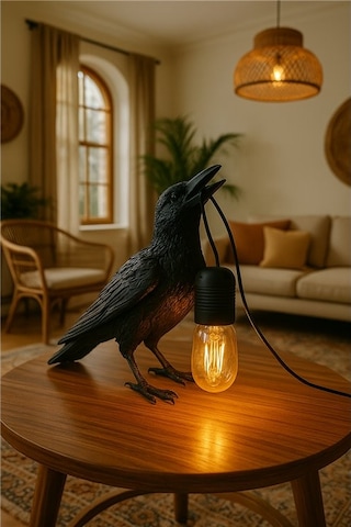 3d Lab Decorative Karga Figurlu Dekoratif Masa Lambasi - Siyah Moder Siyah