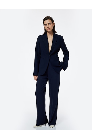 Koton Krep Kumaş Astarlı Düğmeli Uzun Kollu Kruvaze Blazer Ceket Lacivert 6wak50044uw Lacivert