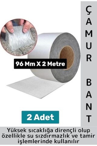 Ultra Güçlü Su Geçirmez Isıya Dayanıklı Alüminyum İzolasyon Tamirat 96 Mm X 2 Metre Çamur Bant 2 Adt