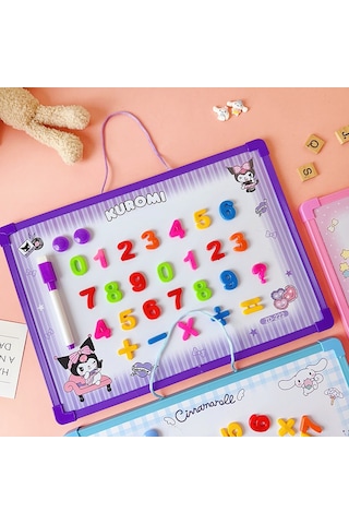 Snapbuy Sanrio Temalı Kuromi Seçenekli Silinebilir Mıknatıslı Yazı Tahtası Harf Ve Rakamlı, Duvara Asılabilir Mor