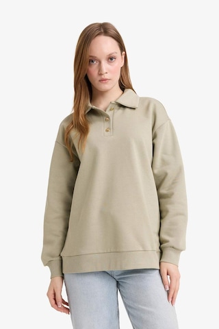 Defacto Regular Fit Polo Yaka İçi Yumuşak Tüylü Kalın Sweatshirt Tunik F3085ax25wngn497 Yeşil-gn497