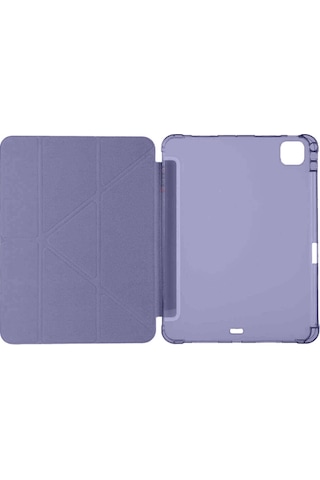 Apple Uyumlu iPad, Pro 11 İnç M5 2025 Kılıf Üçgen Katlanabilir Kalem Şarj Bölmeli Kılıf A2836 A2837 A3006 Kapaklı Kılıf