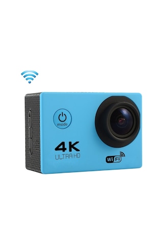 F60 2.0 İnç Ekran 170 Derece Geniş Açılı Wifi Sport Action Camera Kamera Kamerası, Su Geçirmez Konut Kılıfı, Destek 64gb Mikro Sd Kartı Mavi