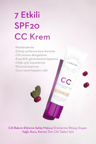 Lumene Shade Fair-7 Etkili Renk Dengeleyici CC Krem SPF 20 Açığa Yakın 30 ML