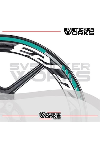 Yamaha Yzf-r3 Yazılı Jant Sticker Dış Ve İç Set Sticker Jant Şeridi Turkuaz 72575475