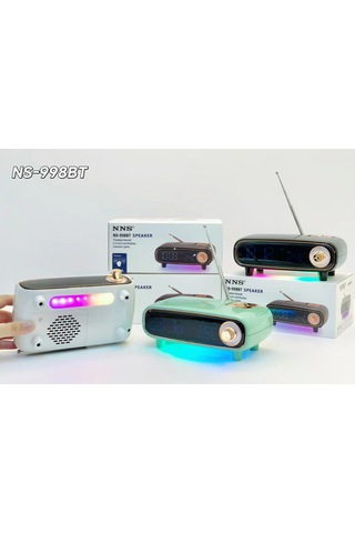 Nns Ns-998bt Bluetooth Çok Fonksiyonlu Hoparlör, Led Ekranlı Çalar Saat, Sıcaklık Göstergeli Fm Radyo Ve Rgb