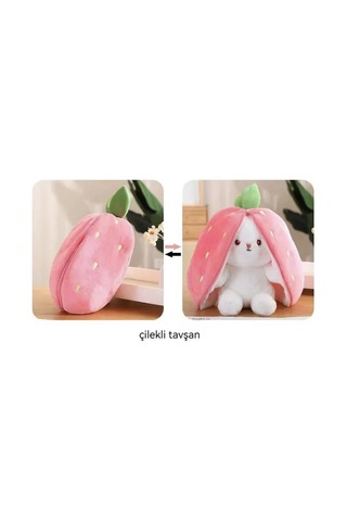 Peluş Tavşan Fermuarlı Çilek Tavşan Peluş