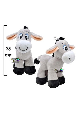 Sevimli Peluş Eşek 28 Cm Uyku Ve Oyun Arkadaşı Pelüş Gri