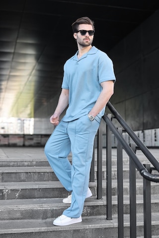 Madmext Mavi Polo Yaka Erkek Alt Üst Takım E7356 Mavi