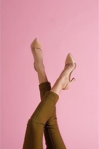 Divolya Violet Nude Burnu Şeffaf Detaylı Günlük Kullanım Stiletto