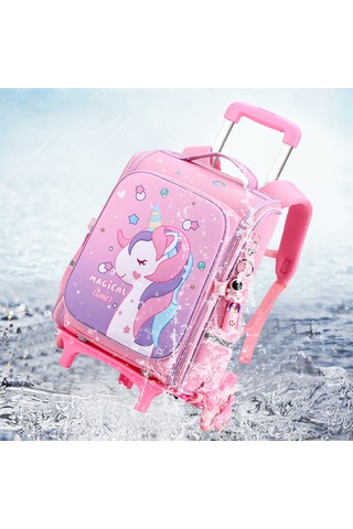 Econicword Okul Çantası Tekerlekli Sırt Çantası Arabası Öğrenci A