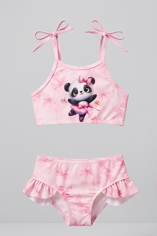 Modanino Kız Çocuk Çantalı 3'lü Mayo Takımı Çanta+mayo+bikini 3-10 Yaş 12732n Pembe