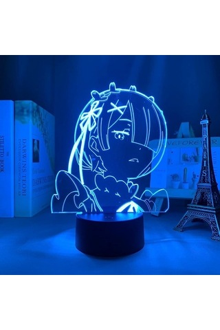 Goldenqian Anime 3d Işık Yeniden Sıfır Başka Bir Dünyada Hayata Başlamak Rem Odası Deco Masa Lambası 3d Optik Illüzyon Gece Işıkları Pxjd 0qs1ct Siyah