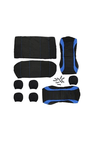 Novahub 9 Adet Dört Mevsim Evrensel Koltuk Örtüsü Araba Kürk Kapakları Mavi Renkli Seti, Evrensel Yastık Minderi Diğer