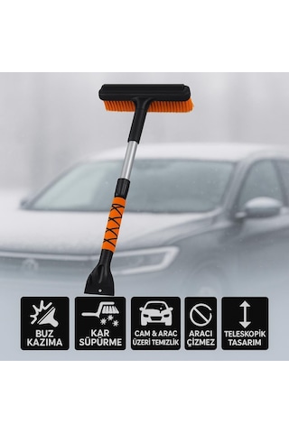 Coofbe Teleskopic Profesyonel 2in1 Araç Kar Fırçası Oto Ön Cam Buz Kazıyıcı Araç Kar Fırçası Ve Buz Kazıyı Diğer