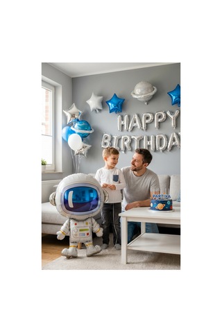 Astronot Folyo Balon 60x80 Cm Uzay Temalı Çocuk Doğum Günü Parti Süsü Çok Renkli