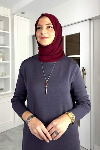 Rabia Şamlı Öykü Çelik Örme Triko Elbise Antrasit Normal