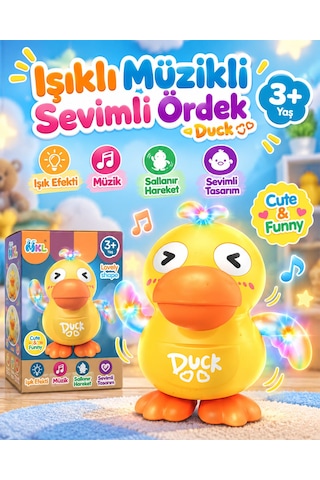 Oyuncak Dans Eden Pilli Ördek Hareketli Sesli Işık Efektli Sevimli Civciv 15 Cm